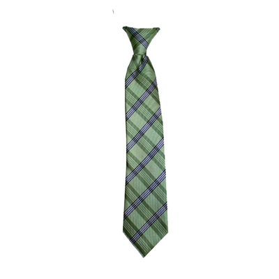 Boys' Willow Green Plaid Zipper Necktie