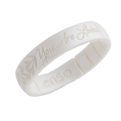 You Are Loved Pearl Laurel Leaf Silicone Ring