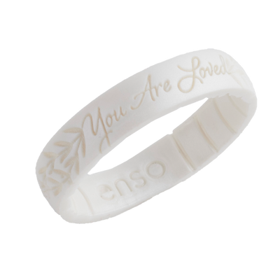 You Are Loved Pearl Laurel Leaf Silicone Ring