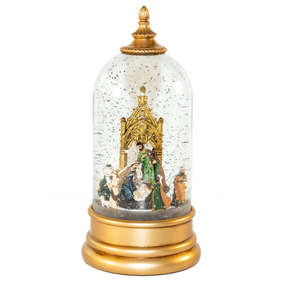 Holy Family with Rotating Wise Men Snow Globe Nativity