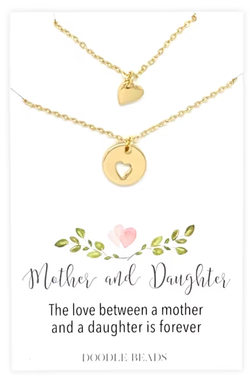 Mother Daughter Necklace Set Of 3, Matching Heart Necklaces Ladies Girls |  eBay
