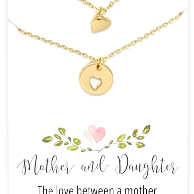 Gold mother and hot sale daughter necklace