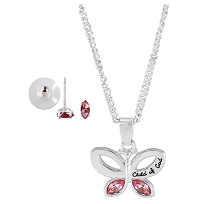 Child of God Butterfly Necklace and Earrings Set