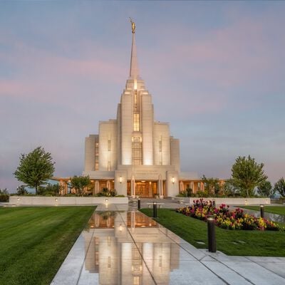 Covenant Path Temple: Rexburg Idaho Temple (30x41 Framed Art)
