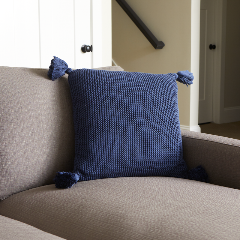 Latter Day Home Navy Throw Pillow with Tassel