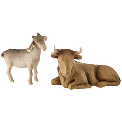 Nativity Ox and Goat Figurines