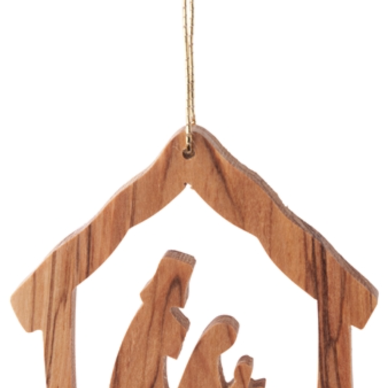Stable with Nativity Ornament, , large image number 0