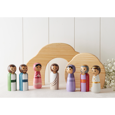 Easter Peg Doll Set with Tomb