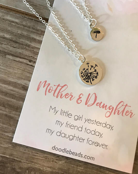 Mother daughter dandelion necklace shop