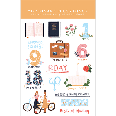Sister Missionary Milestones Sticker Sheet