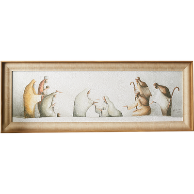 Love's Pure Light: A Nativity Piece by Kate Lee (15x40 Framed Art)