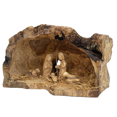 Carved Grotto Nativity