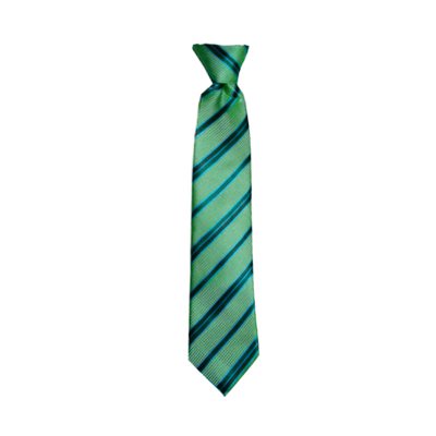 Boys' Lime Green/Blue Stripe Zipper Necktie