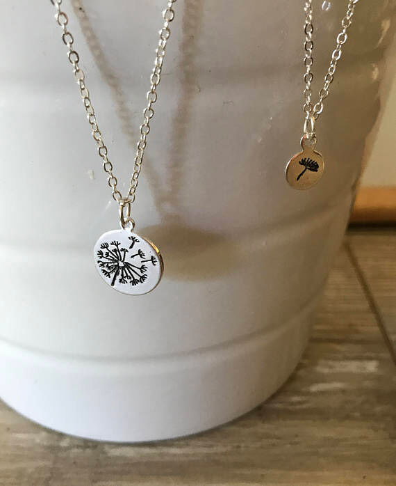 Mother daughter dandelion necklace top