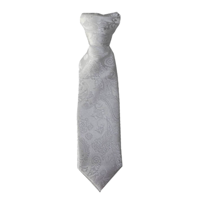 Infant White Paisley Clip-On Necktie