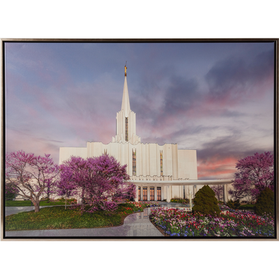 Covenant Path Temple: Jordan River Temple (30x41 Framed Canvas Giclee)