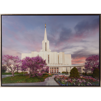 Covenant Path Temple: Jordan River Temple (30x41 Framed Canvas Giclee)