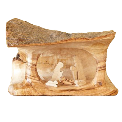 Small Olive Wood Grotto Nativity