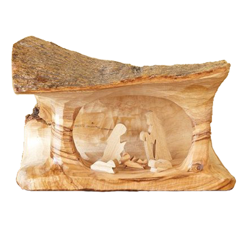 Small Olive Wood Grotto Nativity, , large image number 0