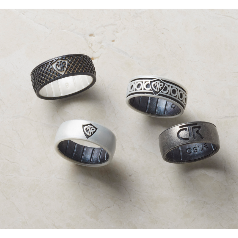 Two Tone Platinum Black Pearl CTR Ring