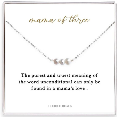 Mama of Three Pearl Necklace