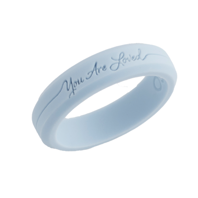 You Are Loved Blue Bevel Silicone Ring