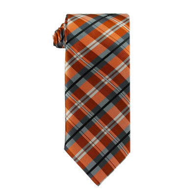 Youth Tangerine and Sterling Plaid Necktie