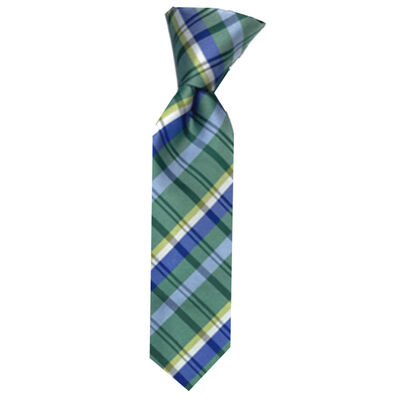 Infant Green/Yellow Clip-On Plaid Necktie