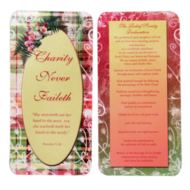 Relief Society Declaration/Charity Never Faileth Vinyl-Coated Bookmark, , large image number 0