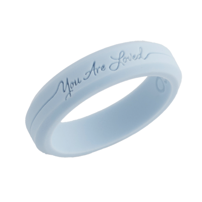 You Are Loved Blue Bevel Silicone Ring