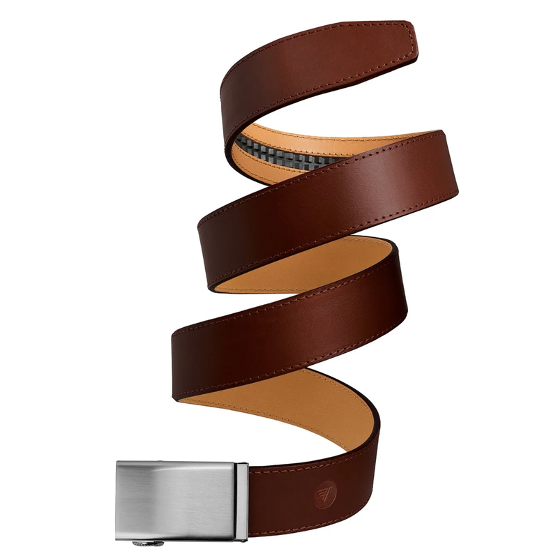 Steel on Brown Italian Leather 40mm Belt, , large image number 0