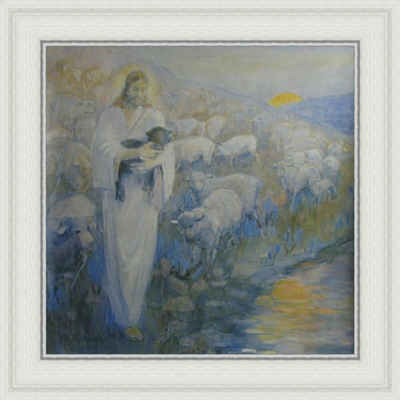 Rescue of the Lost Lamb (25x25 Framed Art)