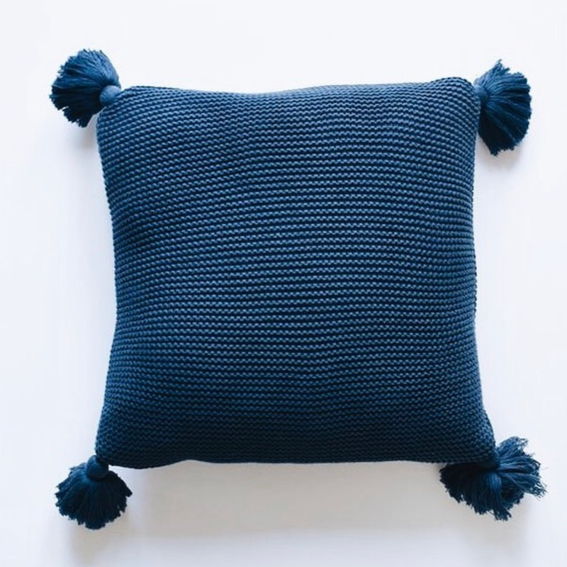 Latter Day Home Navy Throw Pillow with Tassel