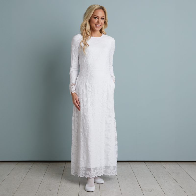 Lace lds temple dress top