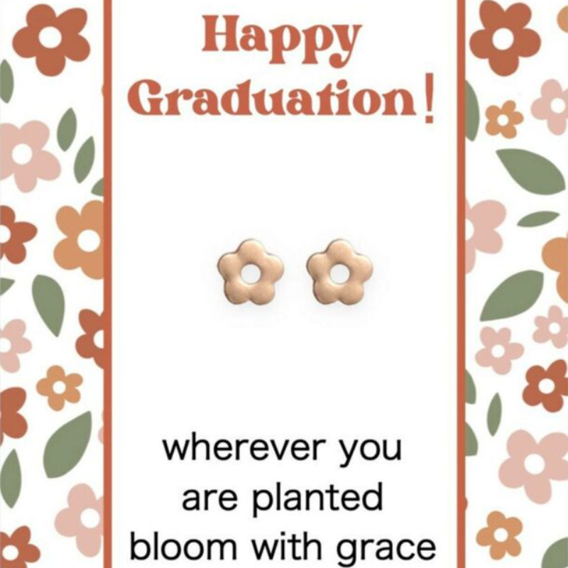Happy Graduation Flower Earrings, , large image number 0