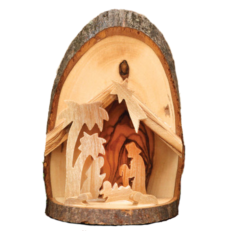 Olive Wood Small Grotto Nativity, , large image number 0