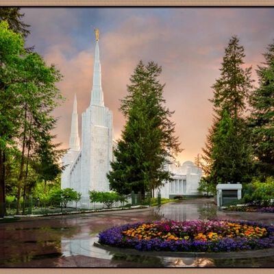 Covenant Path Temple: Portland Temple (30x41 Framed Canvas Giclee)