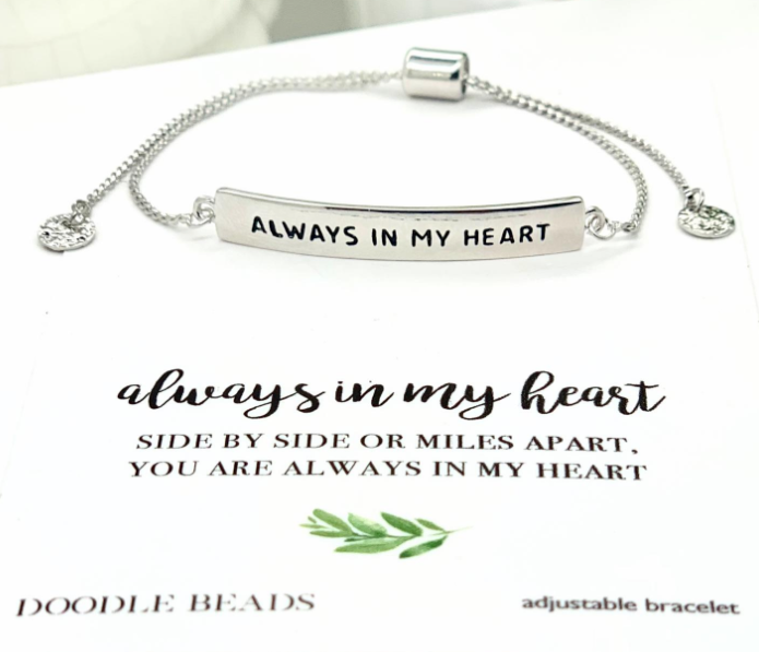 Amor Pave CZ Diamond Heart Adjustable Bracelet, Silver – Zahra Jewelry
