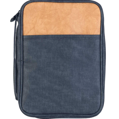 Slate Blue and Tan Regular Scripture Tote, , large
