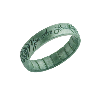 You Are Loved Laurel Leaf Green Silicone Ring