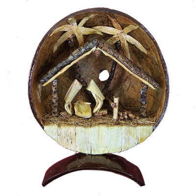 Cambodian Coconut Shell Nativity