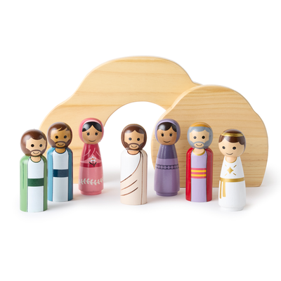 Easter Peg Doll Set with Tomb