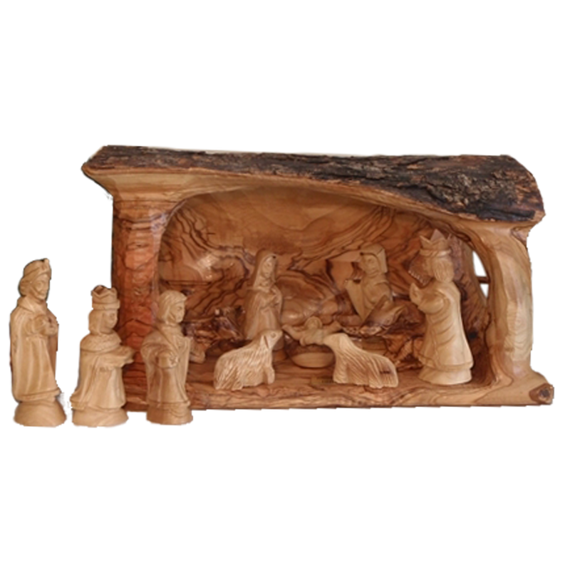 Olive Wood Stable Nativity, , large image number 0