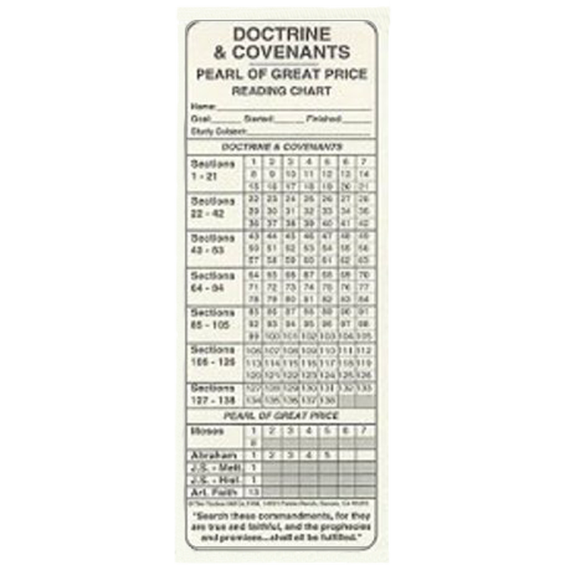 Doctrine and covenants reading chart bookmark