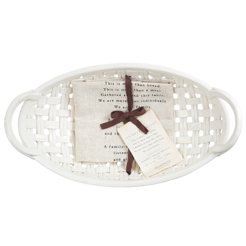 Ceramic Bread Basket with Towel