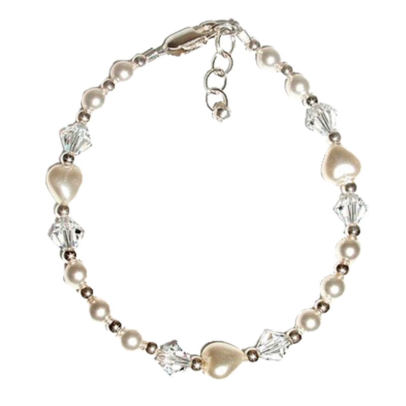 Baptism Bracelet Pearl Hearts