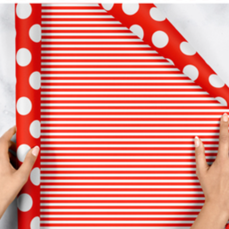 Red Dot & Stripe Wrapping Paper Roll