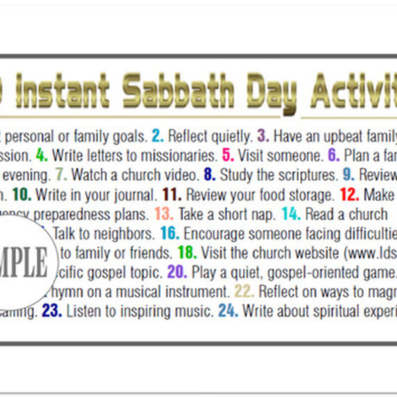 50 Instant Sabbath Day Activities Card