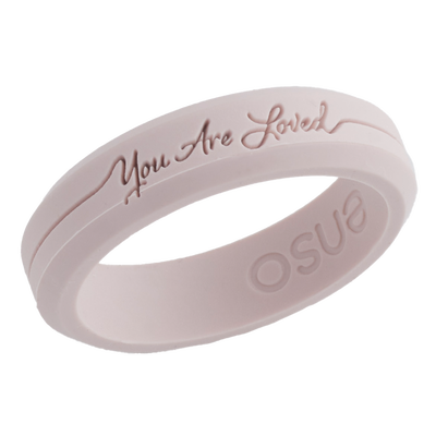 You Are Loved Pink Bevel Silicone Ring