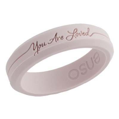 You Are Loved Pink Bevel Silicone Ring